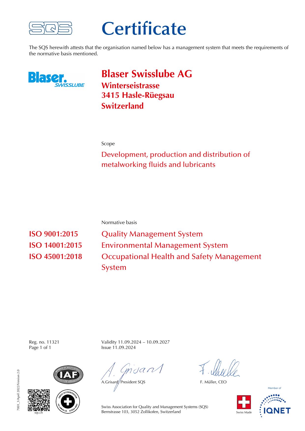 SQS Certificate